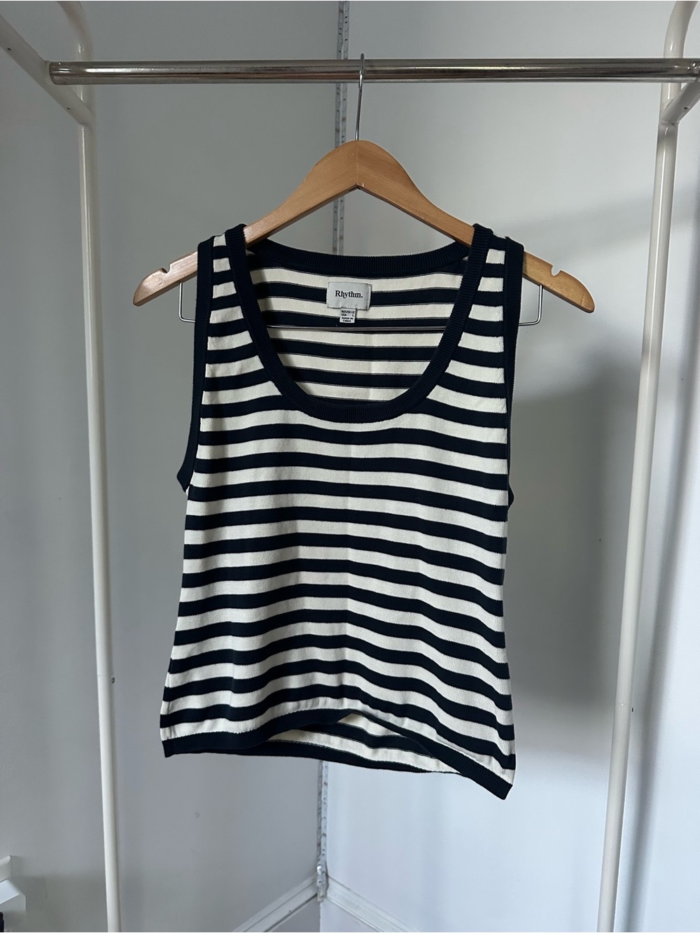 Rhythm. Navy and White Striped Scoop Neck Tank